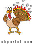 Vector of a Confused Cartoon Turkey with Flames Burning His Feathers by LaffToon