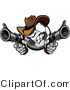 Vector of a Cowboy Soccer Ball Cartoon Mascot Aiming Two Guns by Chromaco