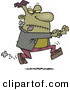 Vector of a Creepy Cartoon Frankenstein Running Forward with Arms out on Halloween by Toonaday