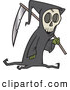 Vector of a Creepy Cartoon Grim Reaper with a Scythe by Toonaday
