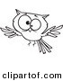 Vector of a Cross Eyed Cartoon Owl - Coloring Page Outline by Toonaday