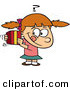 Vector of a Curious Cartoon Girl Trying to Guess a Wrapped Present by Toonaday