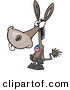 Vector of a Democratic Cartoon Donkey Wearing a Red, White, and Blue Button over His Chest by Toonaday
