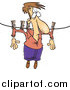 Vector of a Depressed Caucasian Man Hanging on a Clothes Line to Dry by Toonaday
