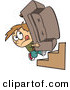Vector of a Determined Cartoon Boy Moving a Couch up Stairs by Toonaday