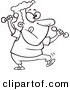 Vector of a Determined Cartoon Granny Doing Zumba with Dumbbells - Coloring Page Outline by Toonaday