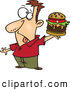Vector of a Disgusted Cartoon Man Holding a Cheeseburger by Toonaday