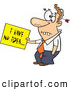 Vector of a Dumb Cartoon Man with an Arrow Through His Head Holding an I Have No Idea Sign by Toonaday