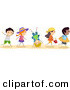 Vector of a Excited Diverse Group of Kids Running to the Beach by BNP Design Studio