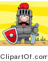 Vector of a Fatigued Knight Sweating in Armor While Holding Heavy Sword and Shield by Cory Thoman
