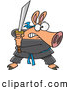 Vector of a Fierce Cartoon Ninja Pig with Sword by Toonaday