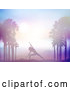 Vector of a Fit Silhouetted Lady Doing Yoga Between Palm Trees Against a Sunset in Purple Tones by KJ Pargeter
