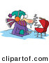 Vector of a Freezing Cold Cartoon Man Barbecuing in Deep Snow by Toonaday