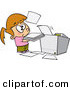 Vector of a Frusterated Cartoon Girl Trying to Use a Complicated Copier Machine by Toonaday