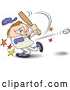 Vector of a Frustrated Cartoon Man Hitting a Baseball with a Bat by Gnurf