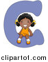 Vector of a Girl Seated on Alphabet Letter C by BNP Design Studio