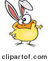 Vector of a Goofy Cartoon Easter Chick Wearing Bunny Ears by Toonaday