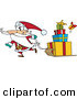 Vector of a Goofy Cartoon Santa Pulling Christmas Gifts on a Sled by Toonaday