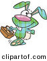 Vector of a Green Plaid Cartoon Easter Bunny Carrying a Full Basket of Painted Eggs by Toonaday