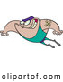 Vector of a Grinning Cartoon Wrestler Jumping Forward by Toonaday