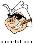 Vector of a Grinning Pig Wearing Shades and a Cowboy Hat, Smoking a Cigar by LaffToon