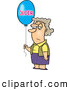 Vector of a Grumpy Cartoon Birthday Woman Holding an "OLDER" Balloon by Toonaday