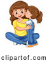 Vector of a Happy Baby Girl Kissing Her Mom on the Cheek by