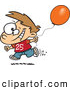 Vector of a Happy Birthday Boy Running with an Orange Party Balloon by Toonaday