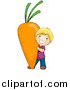Vector of a Happy Blond Boy Carrying a Giant Carrot by BNP Design Studio