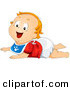 Vector of a Happy Cartoon Baby Boy Wearing a Bib While in a Crawling Position on the Floor by BNP Design Studio
