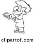 Vector of a Happy Cartoon Boy Eating a Messy Jam Sandwich - Coloring Page Outline by Toonaday