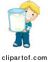 Vector of a Happy Cartoon Boy Holding Big Glass of Milk by BNP Design Studio