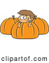 Vector of a Happy Cartoon Boy Playing on Big Pumpkins by Toonaday
