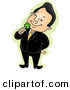 Vector of a Happy Cartoon Businessman Holding a Lucky Shamrock to His Face by BNP Design Studio