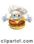 Vector of a Happy Cartoon Cheeseburger Chef Character Giving Two Thumbs up by AtStockIllustration
