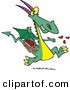 Vector of a Happy Cartoon Dragon Spreading Love Hearts Around While Running by Toonaday