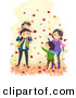 Vector of a Happy Cartoon Family Playing in Autumn Leaves by BNP Design Studio
