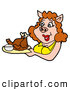 Vector of a Happy Cartoon Female Pig Serving Baked Turkey or Chicken on a Platter by LaffToon
