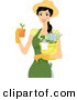 Vector of a Happy Cartoon Girl Holding a Potted Garden Plant and Gardening Supplies by BNP Design Studio