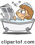 Vector of a Happy Cartoon Girl Reading the Newspaper While Soaking in a Hot Bubbly Bath Tub by Toonaday