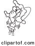 Vector of a Happy Cartoon Girl Skipping Rope - Coloring Page Outline by Toonaday