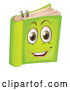 Vector of a Happy Cartoon Green Book Mascot by