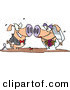 Vector of a Happy Cartoon Groom and Bride Pigs Facing Each Other While Standing in a Pool of Dirty Mud Water by Toonaday