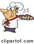 Vector of a Happy Cartoon Italian Chef Holding a Pizza Pie by Toonaday