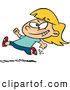 Vector of a Happy Cartoon Little Girl Running Fast by Toonaday