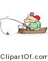 Vector of a Happy Cartoon Man Fishing in a Small Wood Boat by Gnurf