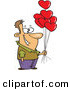 Vector of a Happy Cartoon Man Holding out Valentine Love Heart Balloons by Toonaday