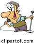 Vector of a Happy Cartoon Man Singing or Talking into a Microphone by Toonaday