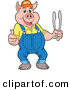 Vector of a Happy Cartoon Pig Holding BBQ Tongs While Giving a Thumb up Hand Gesture by LaffToon