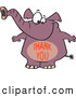 Vector of a Happy Cartoon Purple Elephant with a Thank You over Stomach by Toonaday